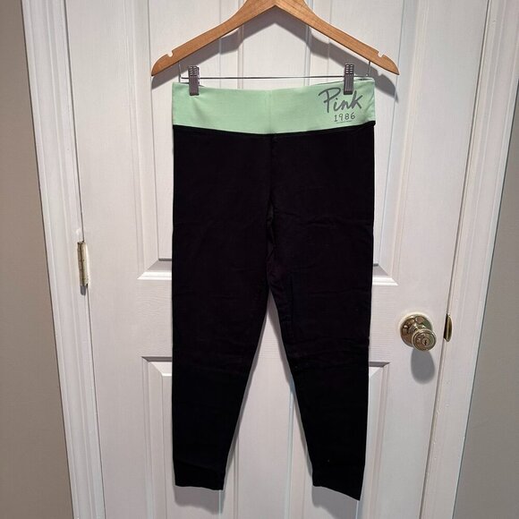 PINK Victoria's Secret Vintage Cotton Leggings with Mint Waistband - Size Medium - Picture 1 of 3